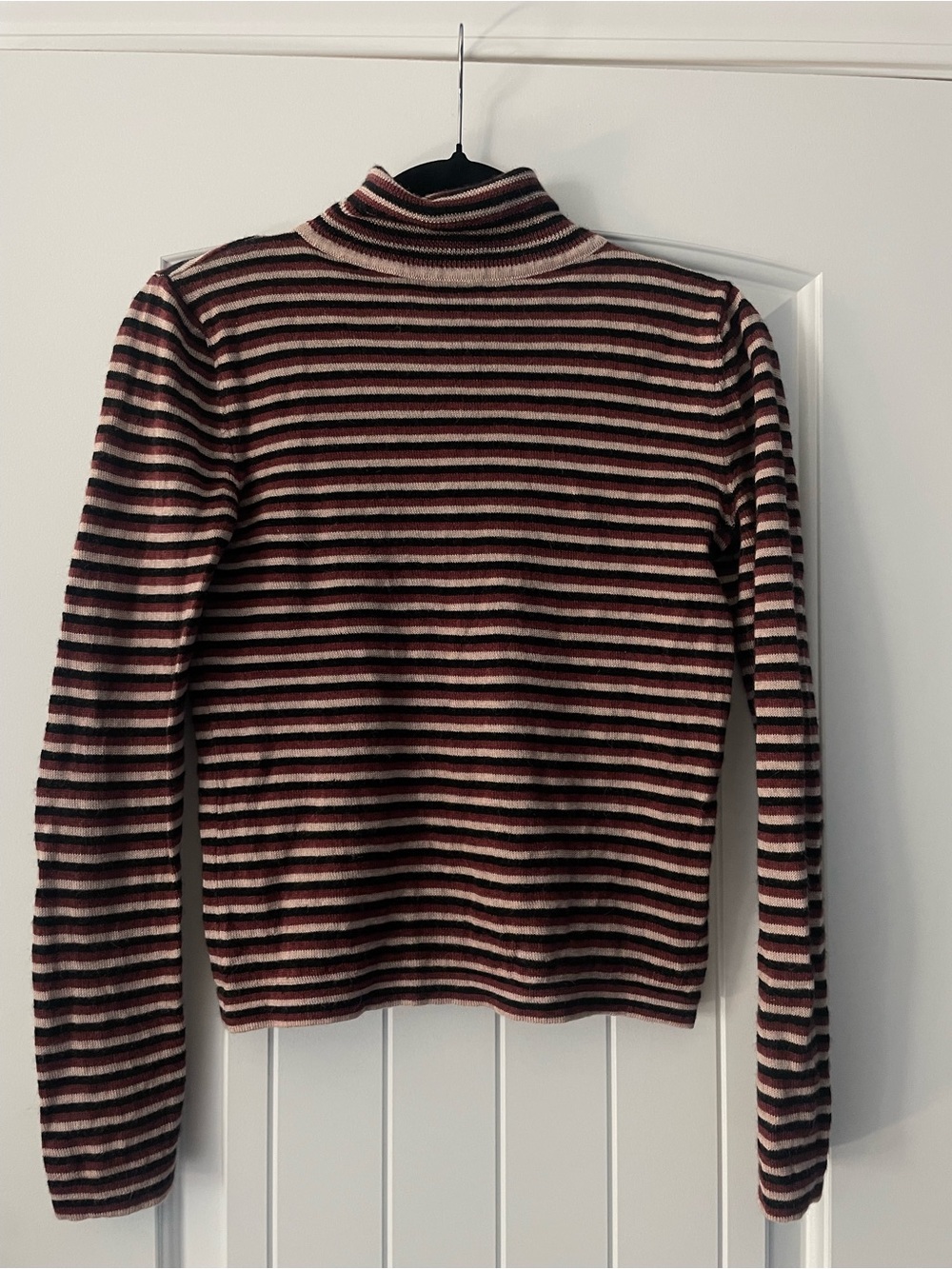 Striped Turtleneck Sweater in Black and  Brown